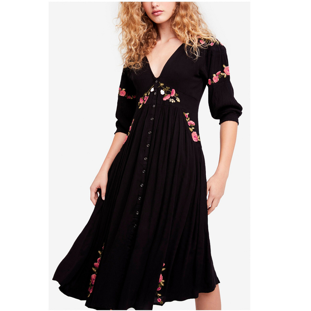 FREE PEOPLE Day Glow Embroidered Floral Dress XS - NEW WITH TAGS!